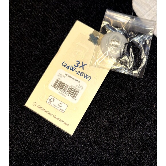 Terra & Sky Sweater Womens Size 3X (24w-26w) Black Fleece 3/4 Sleeves Pullover - Picture 5 of 5